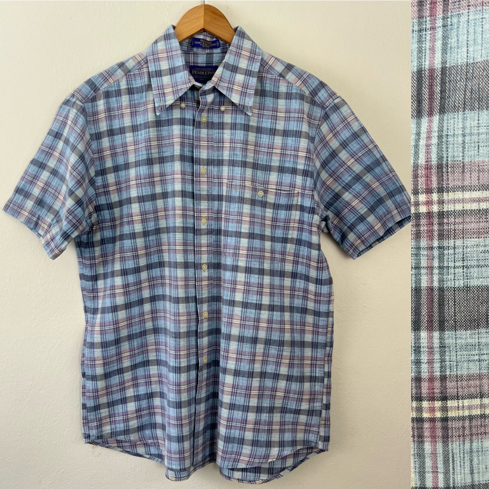 Pendleton Oceanside Plaid Short Sleeve Buttoned Down Collared Shirt